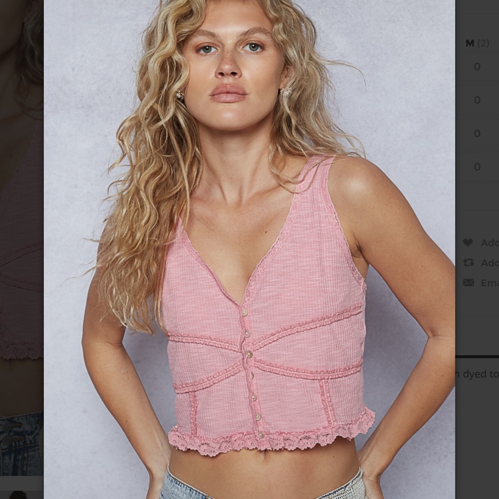 POL Pink Button-Front Cropped Tank Top